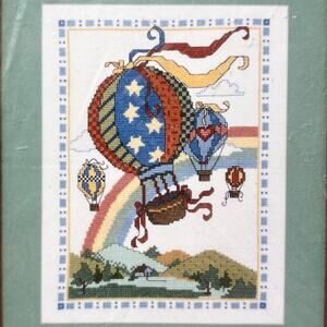Hot Air Balloons Rainbow Counted Cross Stitch Kit Imaginations Vintage 90s 1996